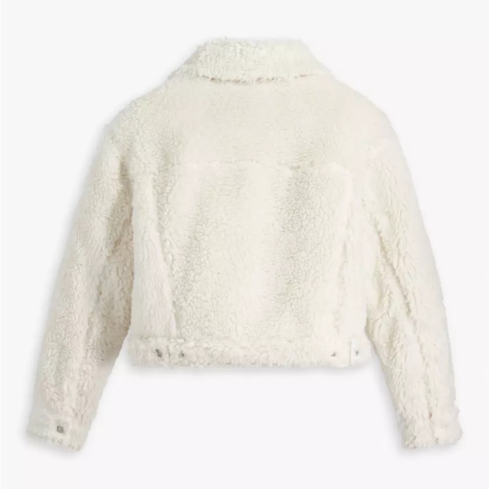 Levi's Cream Teddy Jacket Cropped Sherpa NWOT - Picture 4 of 6